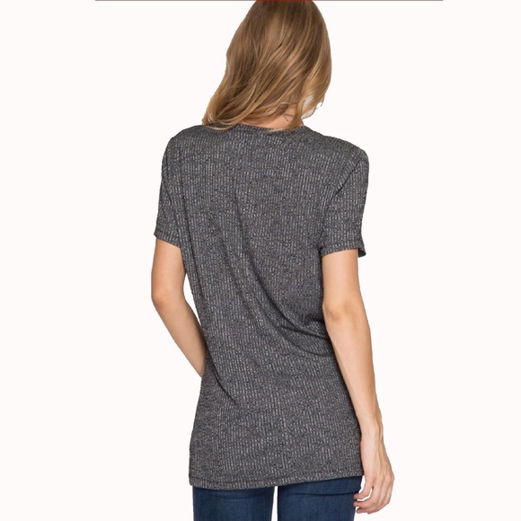 “Toni” V-Neck 2-Toned Ribbed Top - Picture 2 of 2